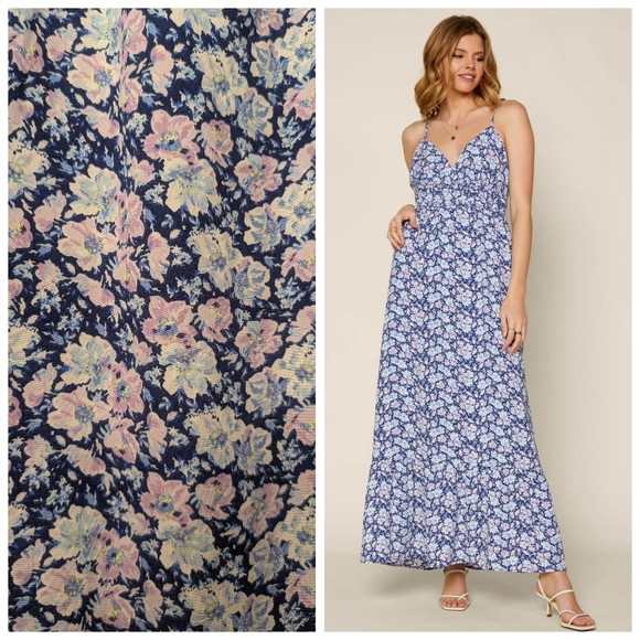 Skies Are Blue Cutout Back Maxi Floral Ruffled Dress Size Large NWT - Picture 2 of 14